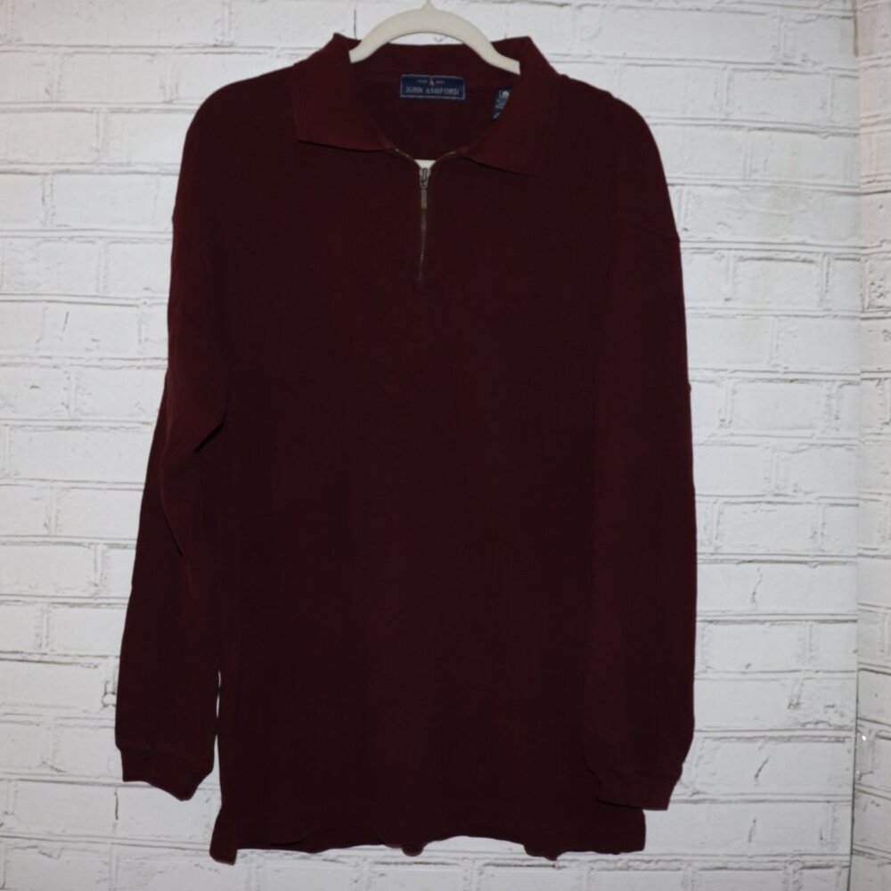 Men's Maroon John Ashford Long sleeve Shirt size Medium